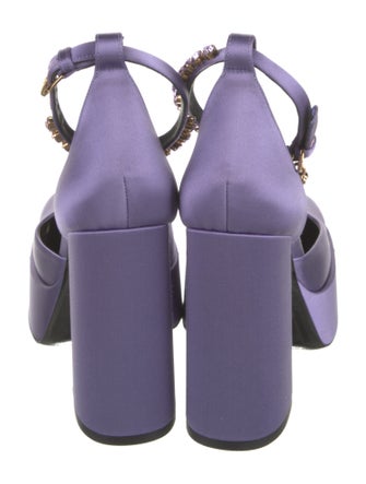 Versace Satin Crystal Embellishments D'Orsay Pumps