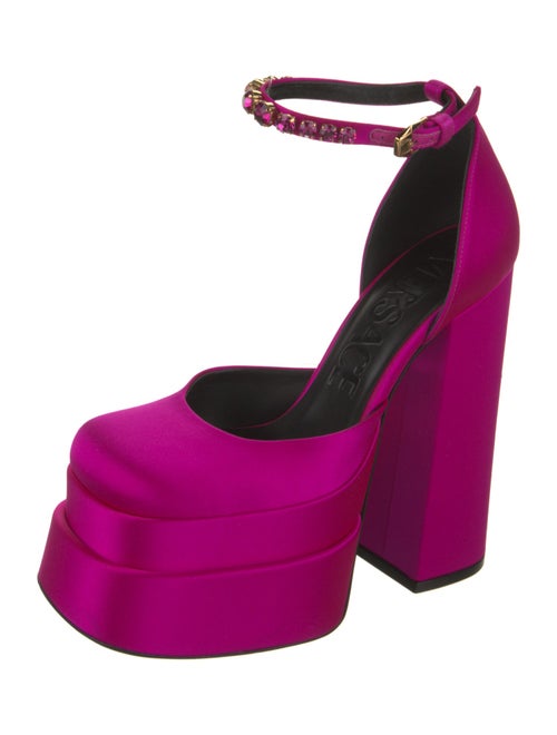 Versace Satin Crystal Embellishments D'Orsay Pumps