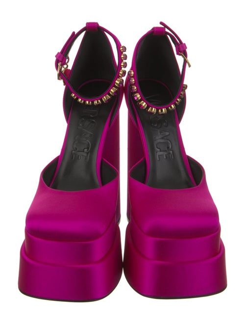 Versace Satin Crystal Embellishments D'Orsay Pumps