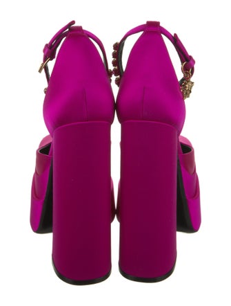 Versace Satin Crystal Embellishments D'Orsay Pumps