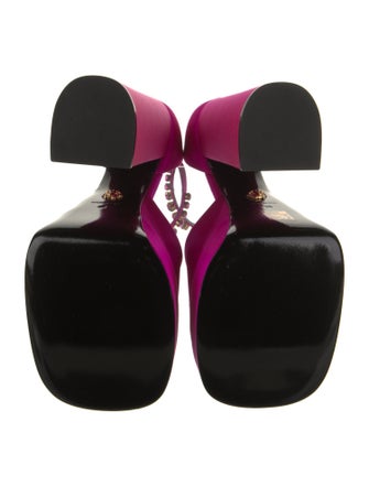 Versace Satin Crystal Embellishments D'Orsay Pumps