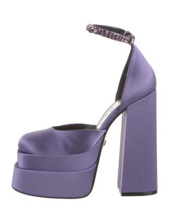 Versace Satin Crystal Embellishments D'Orsay Pumps