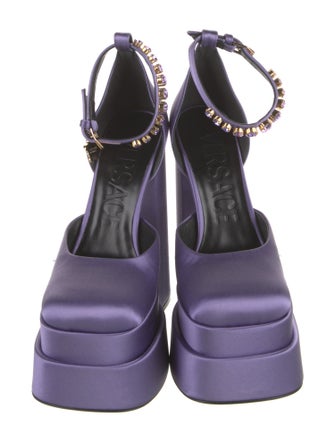 Versace Satin Crystal Embellishments D'Orsay Pumps