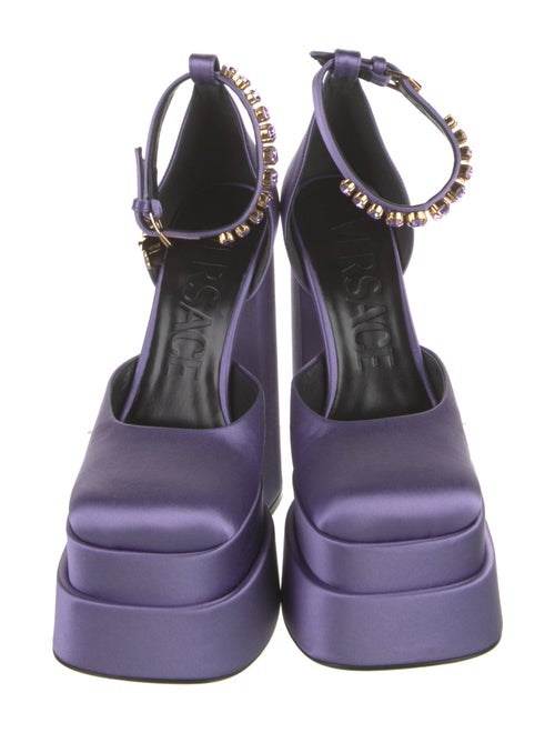 Versace Satin Crystal Embellishments D'Orsay Pumps