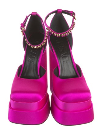 Versace Satin Crystal Embellishments D'Orsay Pumps