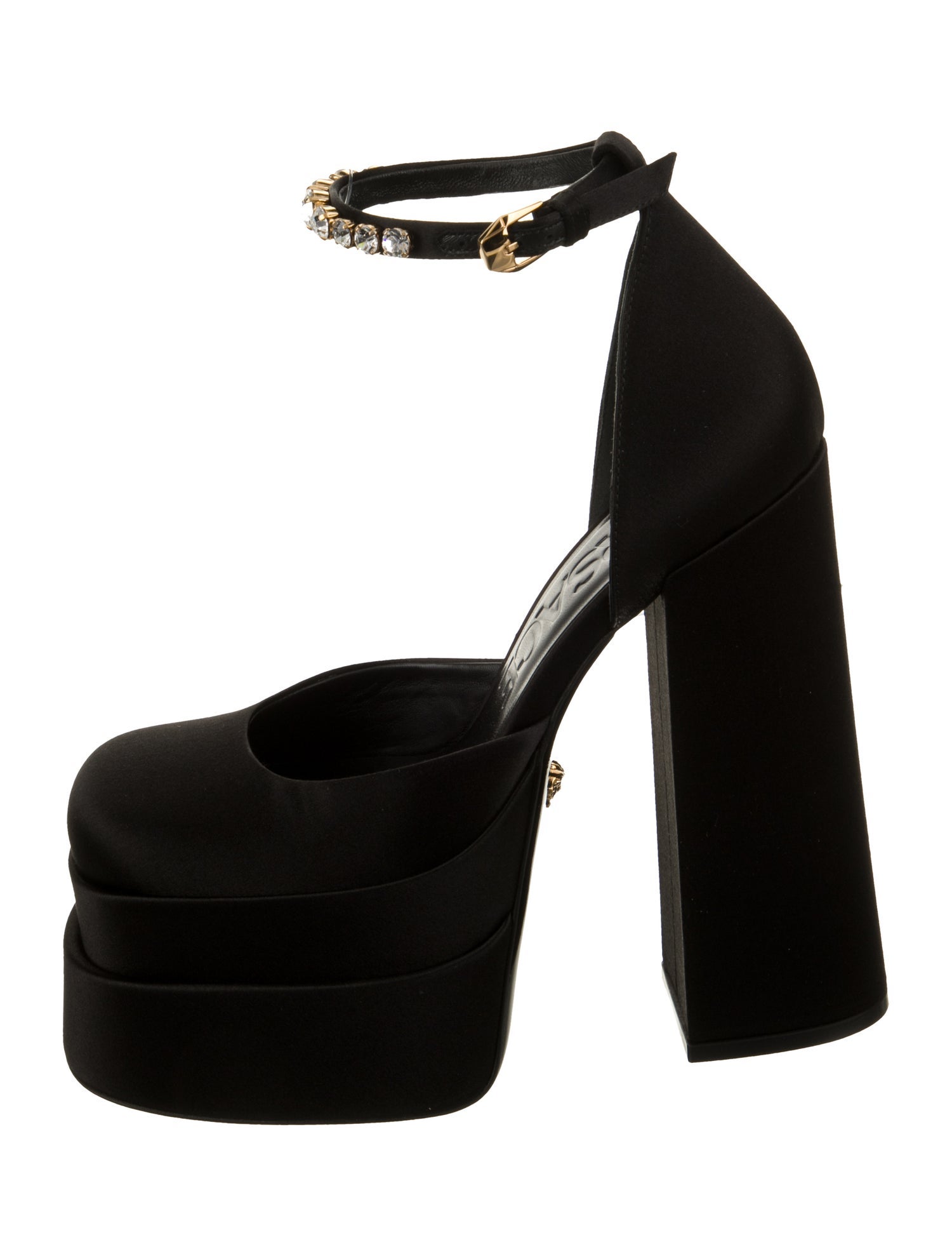 Versace Satin Crystal Embellishments D'Orsay Pumps w/ Tags