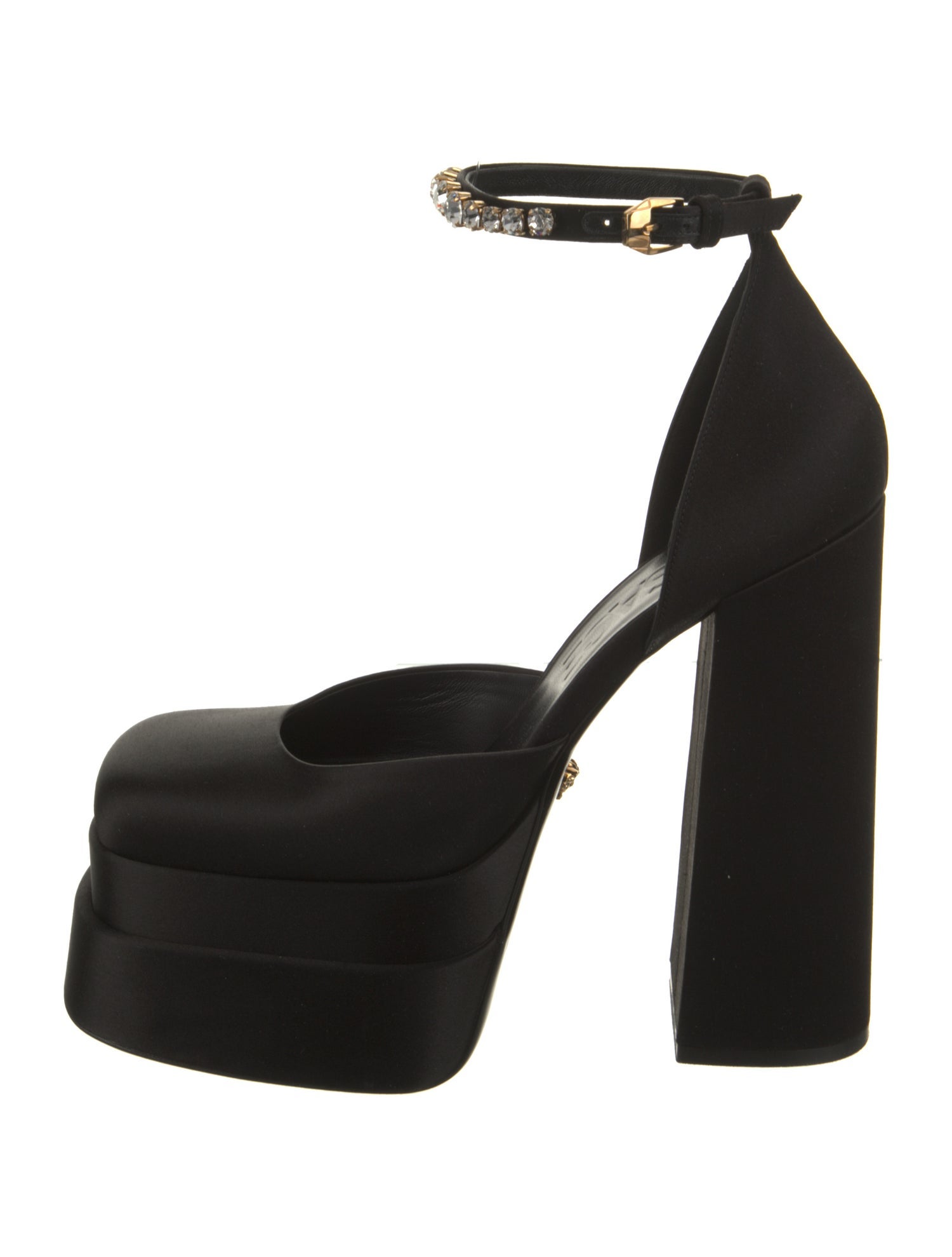 Versace Satin Crystal Embellishments D'Orsay Pumps w/ Tags