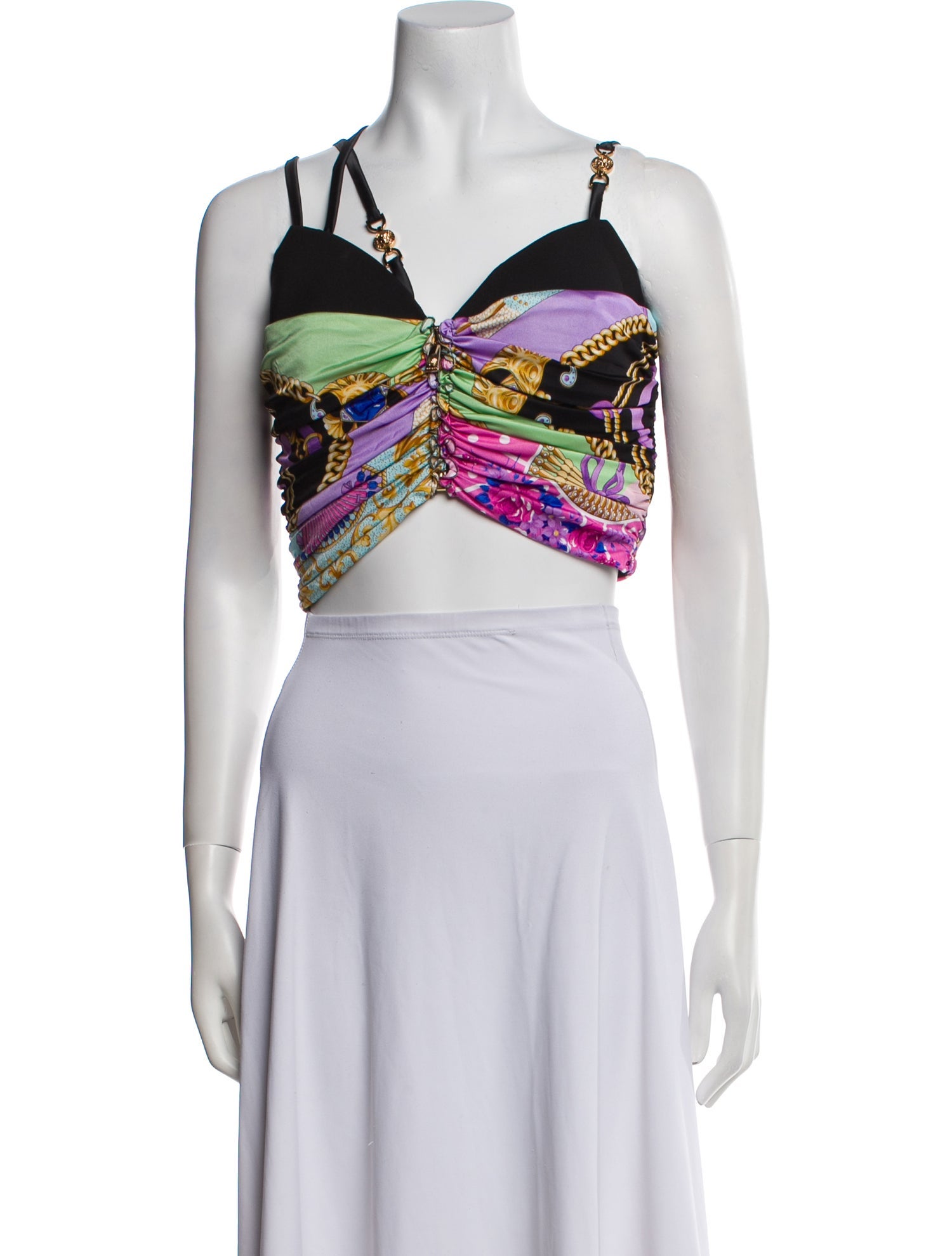 Versace Printed Square Neckline Crop Top w/ Tags