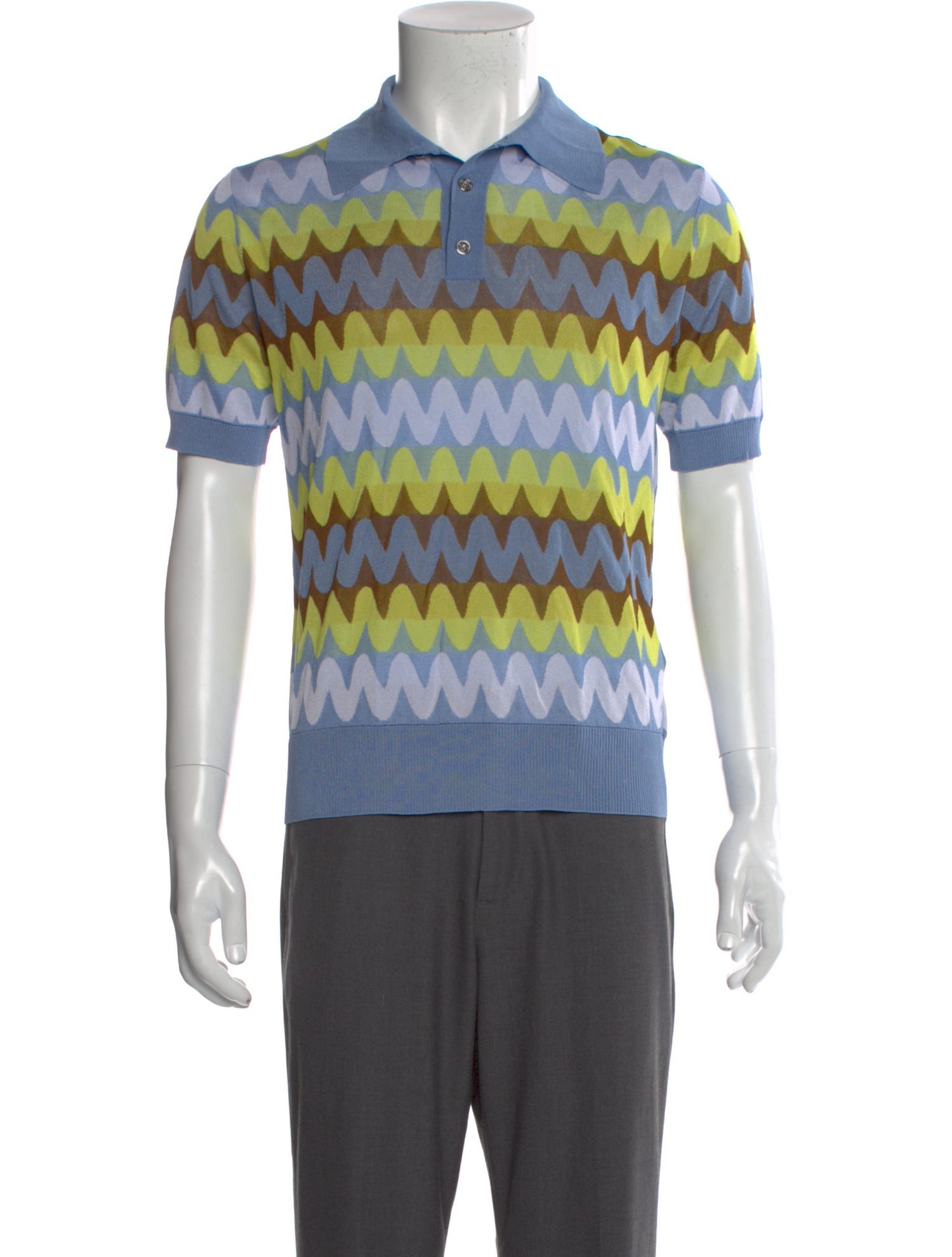 Versace Striped Collar Polo Shirt w/ Tags