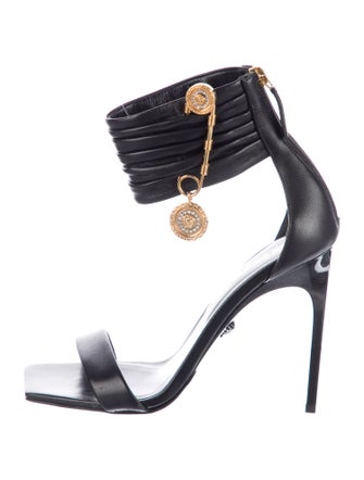Versace Leather Pleated Accents Sandals