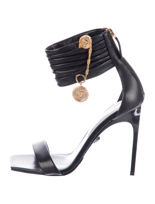 Versace Leather Pleated Accents Sandals