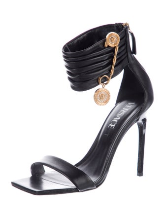 Versace Leather Pleated Accents Sandals