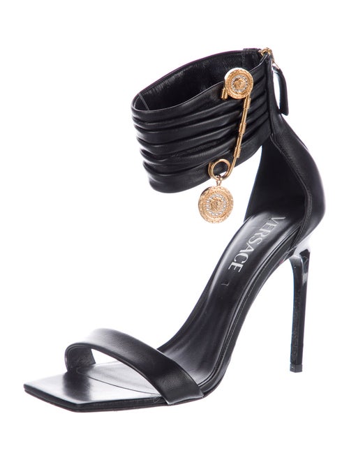 Versace Leather Pleated Accents Sandals