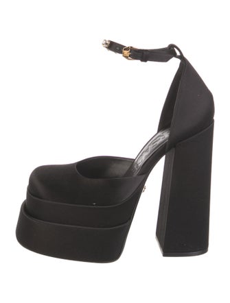 Versace Satin Crystal Embellishments D'Orsay Pumps