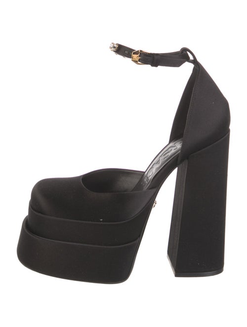 Versace Satin Crystal Embellishments D'Orsay Pumps