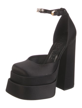 Versace Satin Crystal Embellishments D'Orsay Pumps