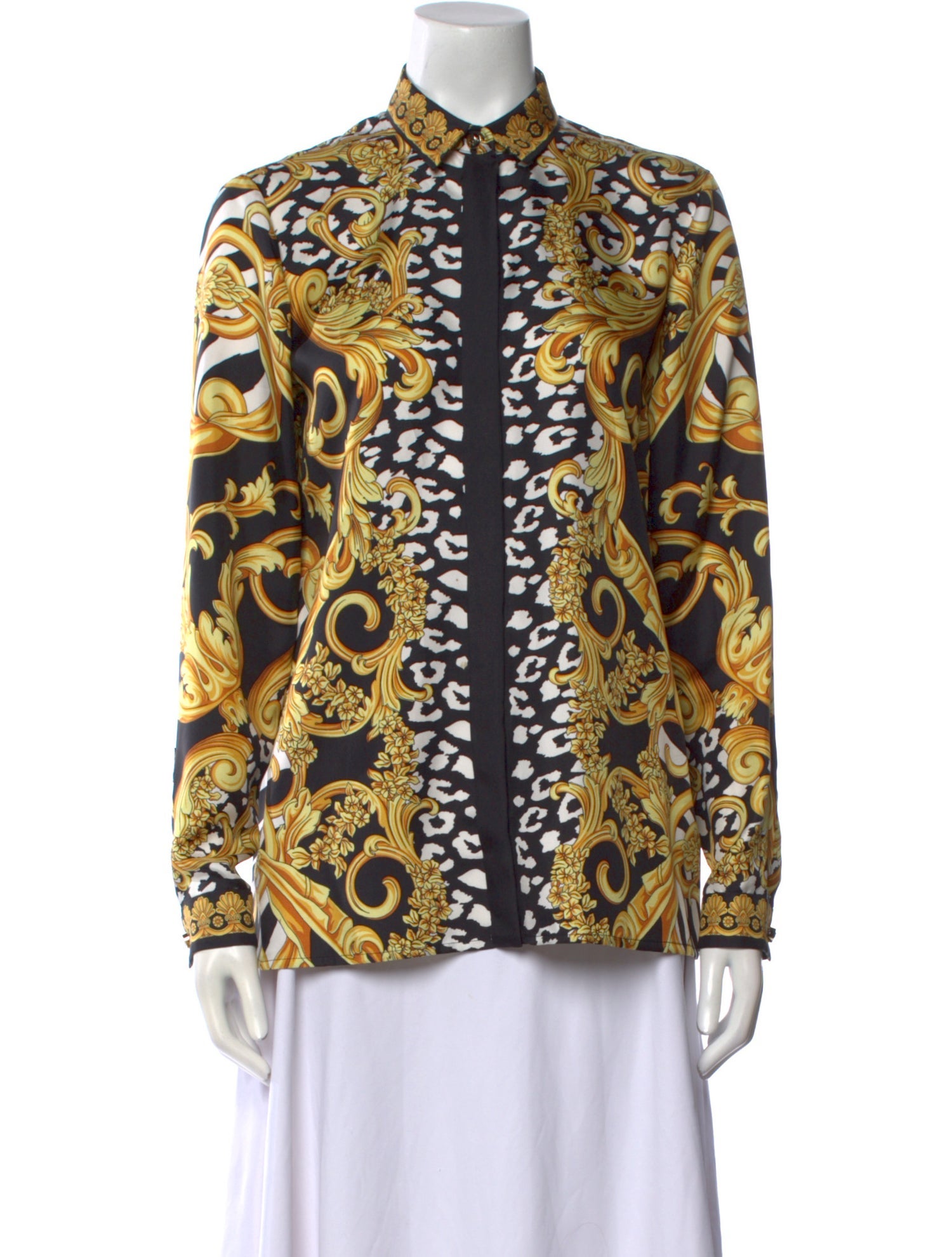 Versace Silk Printed Button-Up Top