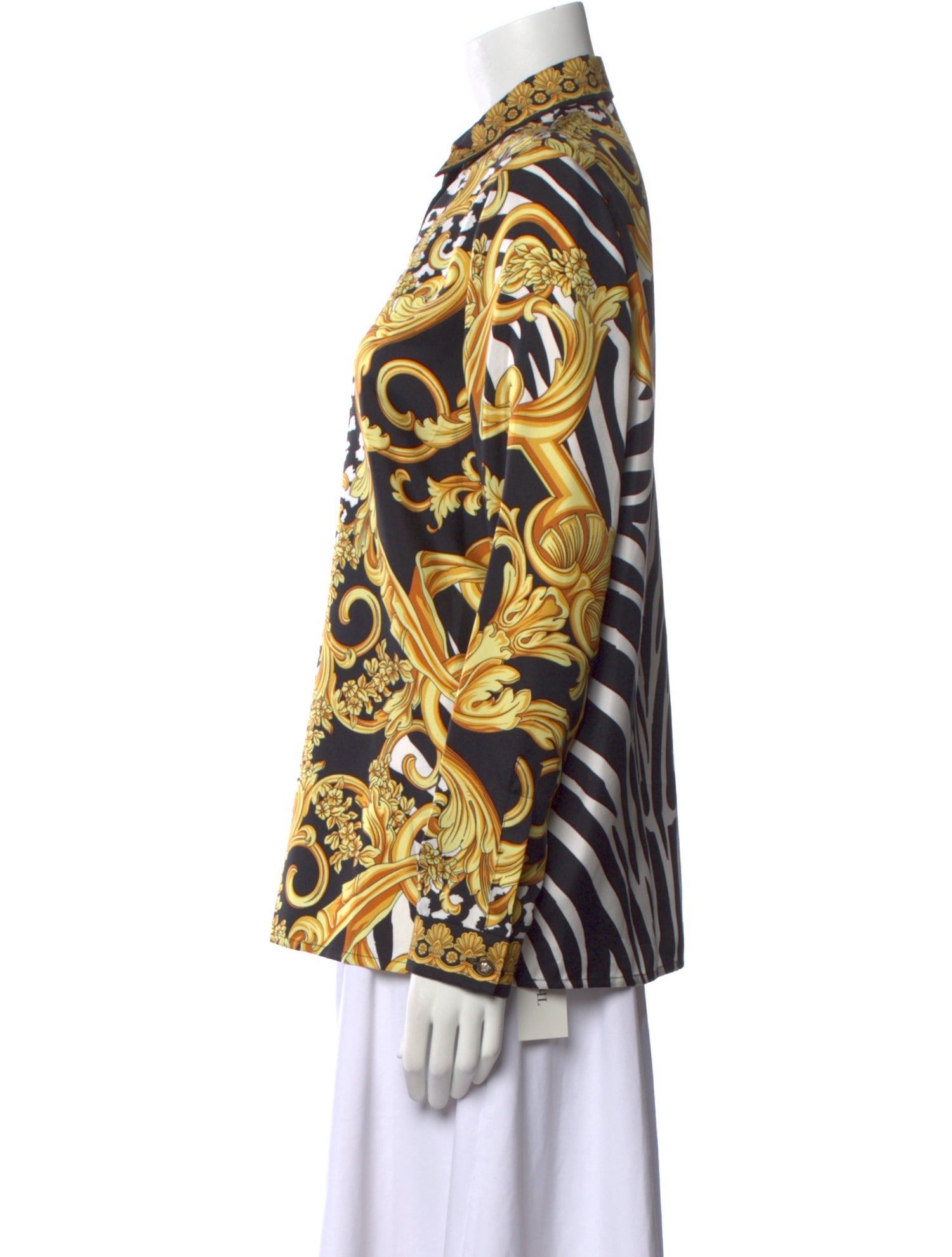 Versace Silk Printed Button-Up Top