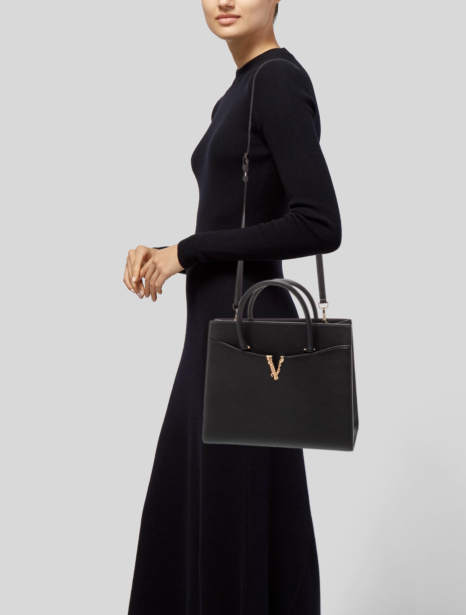 Versace Leather Top Handle Bag