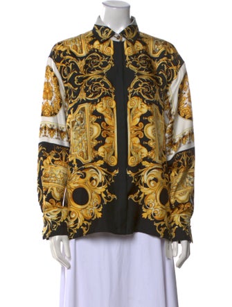 Versace Silk Printed Button-Up Top
