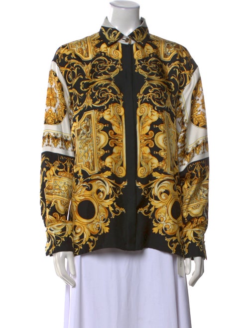 Versace Silk Printed Button-Up Top