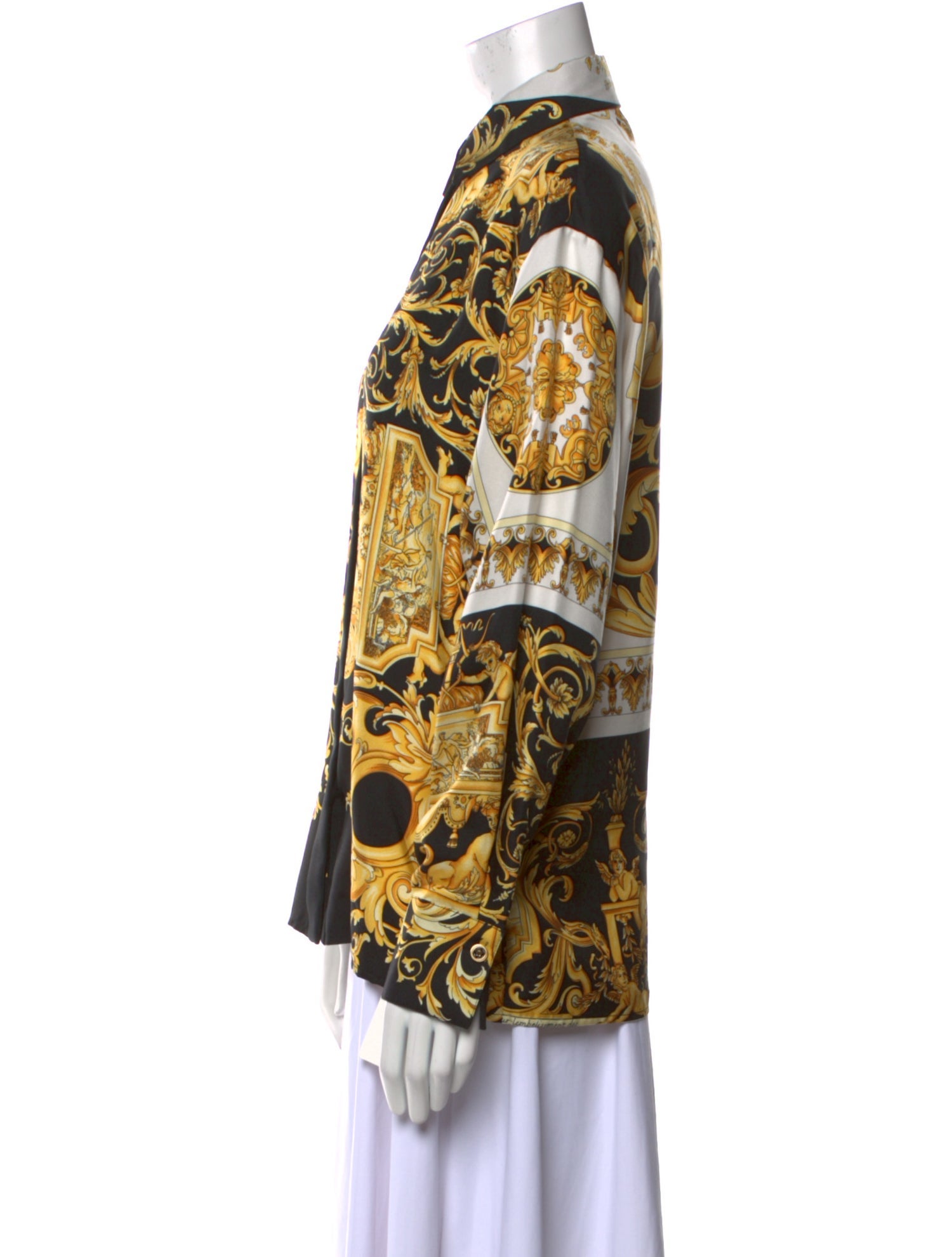 Versace Silk Printed Button-Up Top