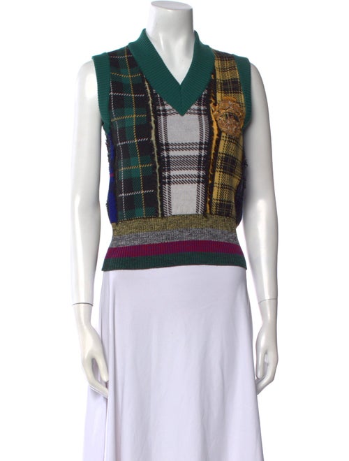 Versace Wool Plaid Print Sweater