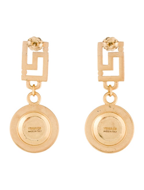 Versace Crystal Greca Drop Earrings