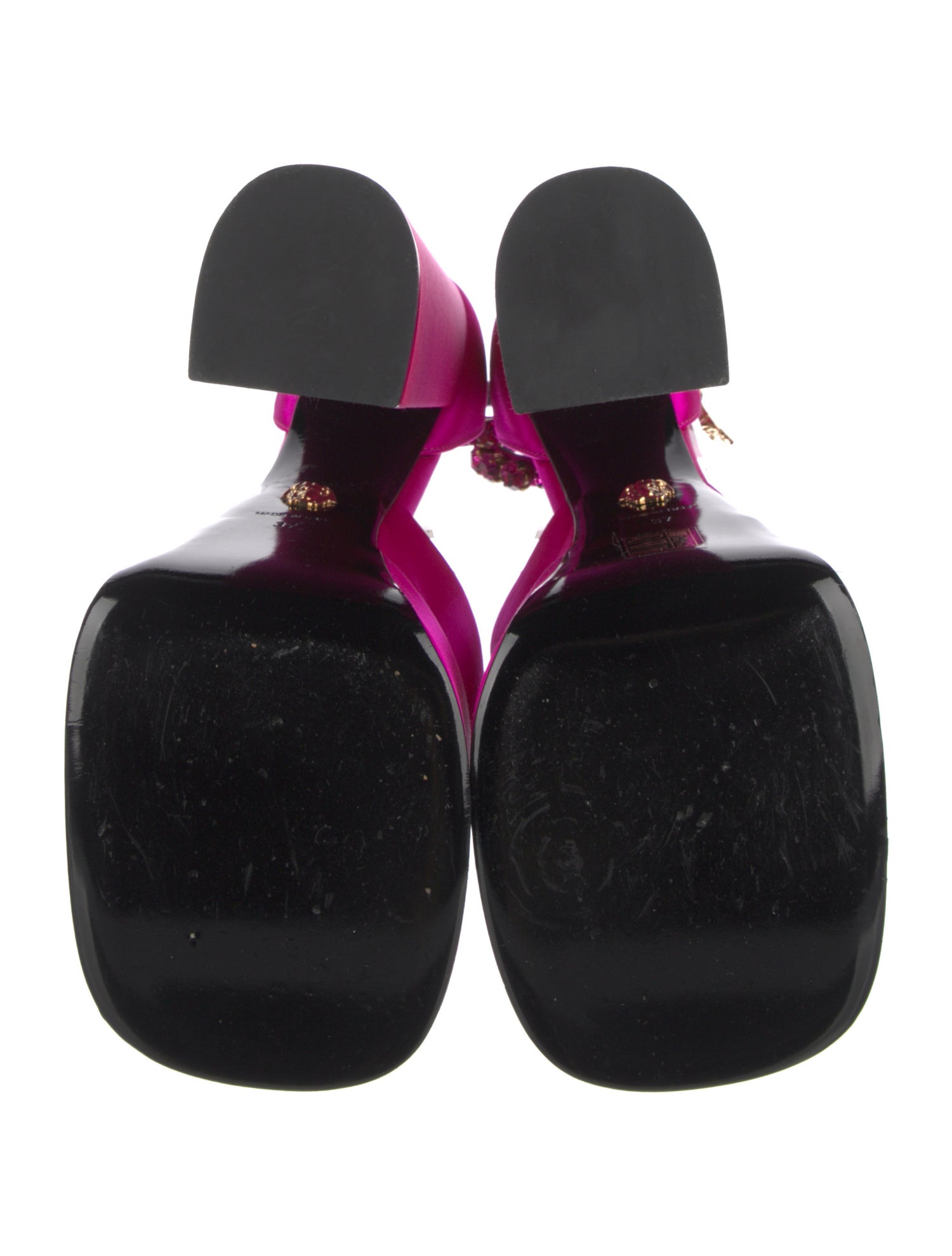 Versace Satin Crystal Embellishments D'Orsay Pumps