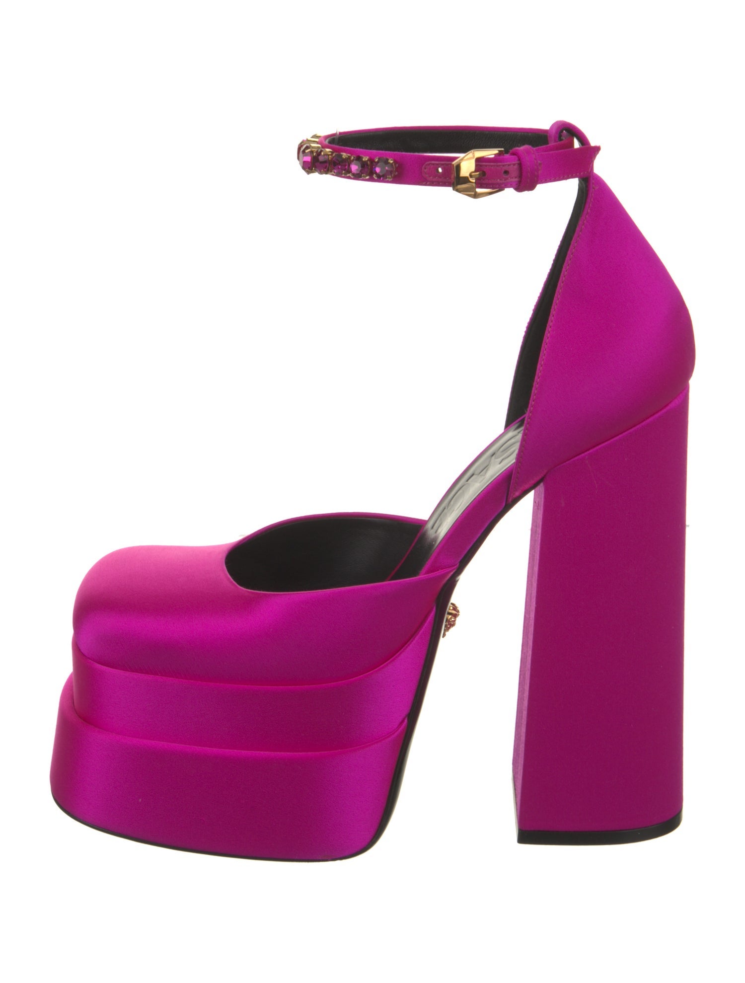 Versace Medusa Insignia Satin D'Orsay Pumps