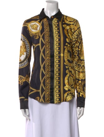 Versace Silk Printed Button-Up Top