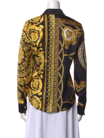 Versace Silk Printed Button-Up Top