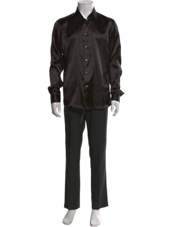 Versace Greca Pattern Long Sleeve Dress Shirt