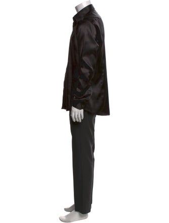 Versace Greca Pattern Long Sleeve Dress Shirt