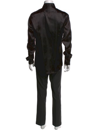 Versace Greca Pattern Long Sleeve Dress Shirt