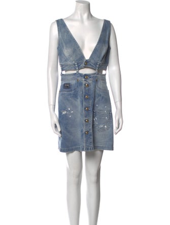 Versace Jeans Couture V-Neck Mini Dress