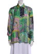 Versace Silk Paisley Print Button-Up Top