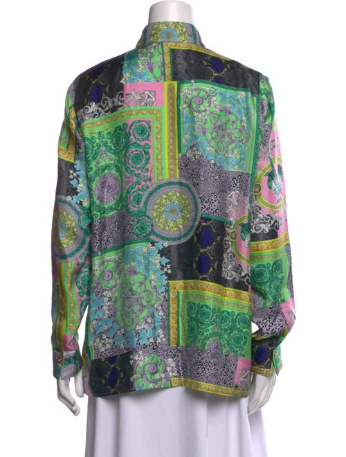 Versace Silk Paisley Print Button-Up Top