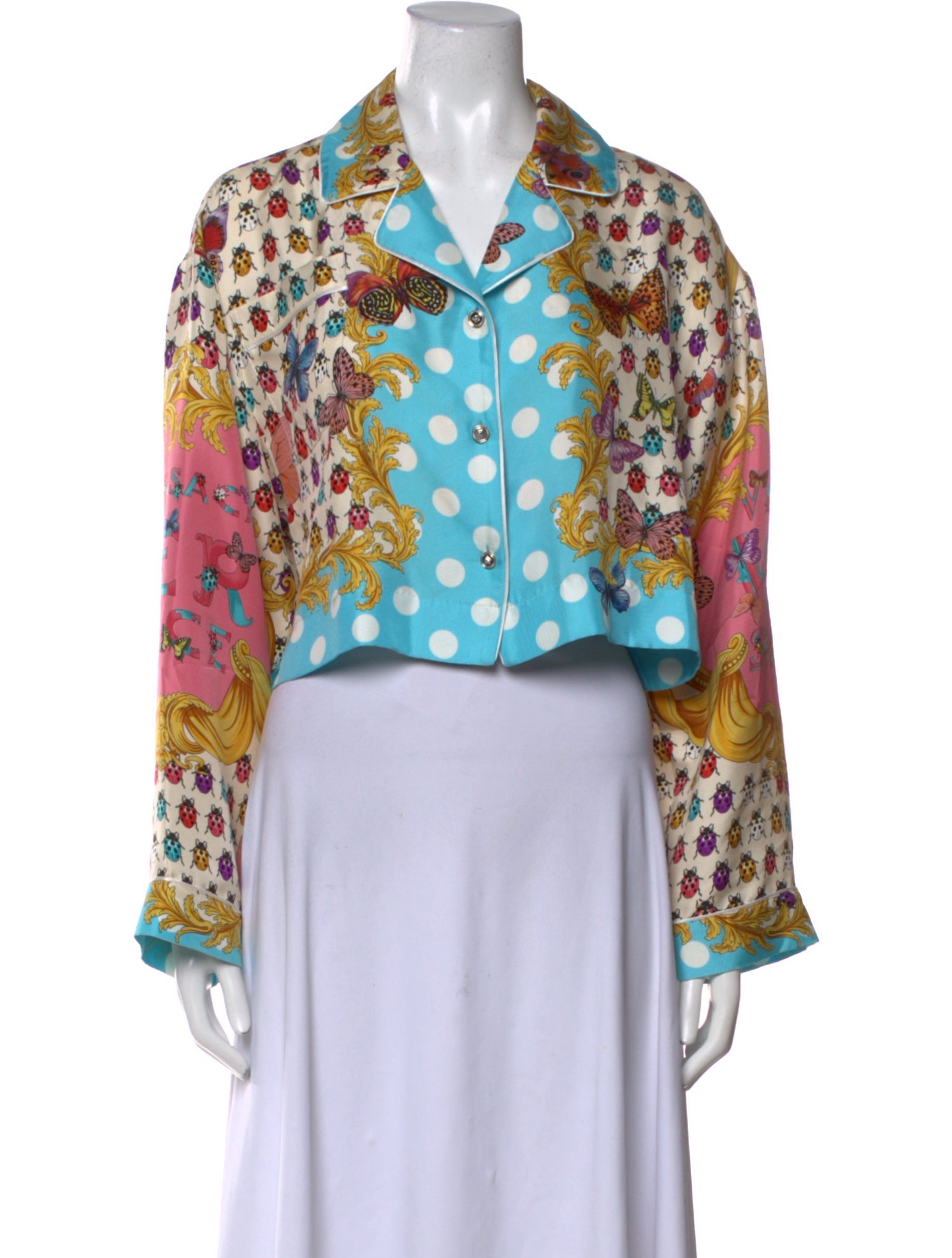 Versace Silk Printed Crop Top