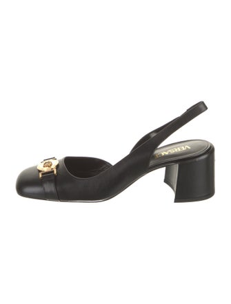 Versace Medusa Insignia Leather Slingback Pumps