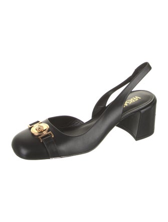 Versace Medusa Insignia Leather Slingback Pumps