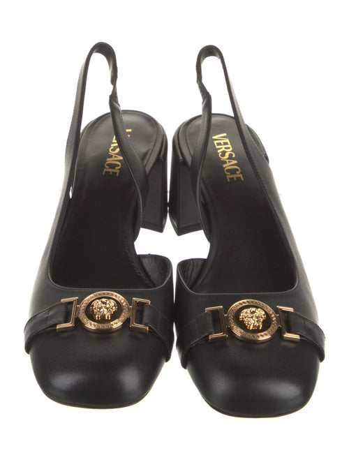 Versace Medusa Insignia Leather Slingback Pumps