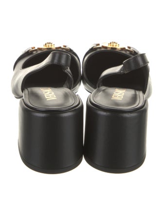 Versace Medusa Insignia Leather Slingback Pumps