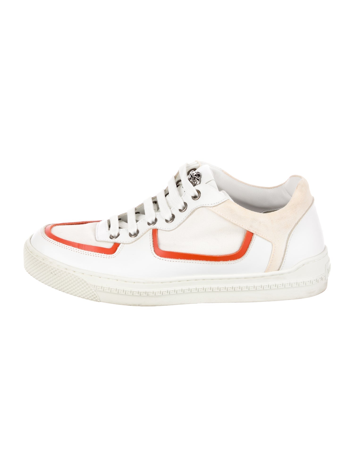 Versace Leather Embroidered Accent Sneakers