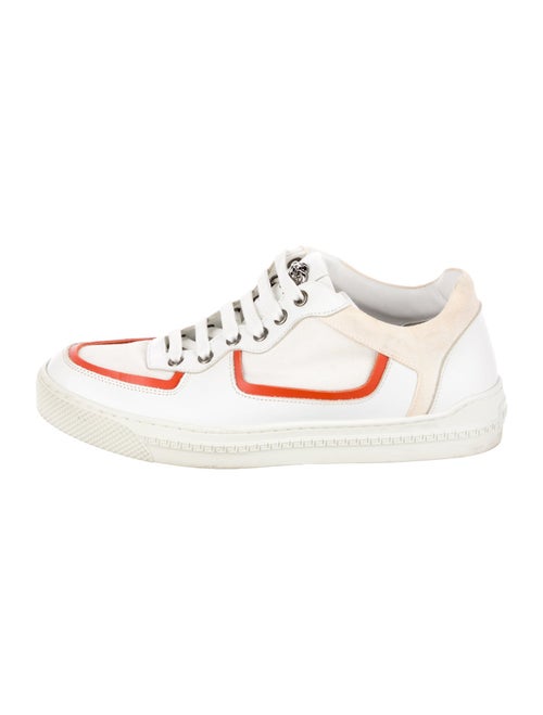 Versace Leather Embroidered Accent Sneakers