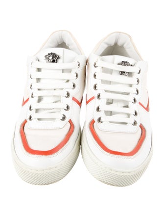 Versace Leather Embroidered Accent Sneakers