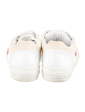 Versace Leather Embroidered Accent Sneakers