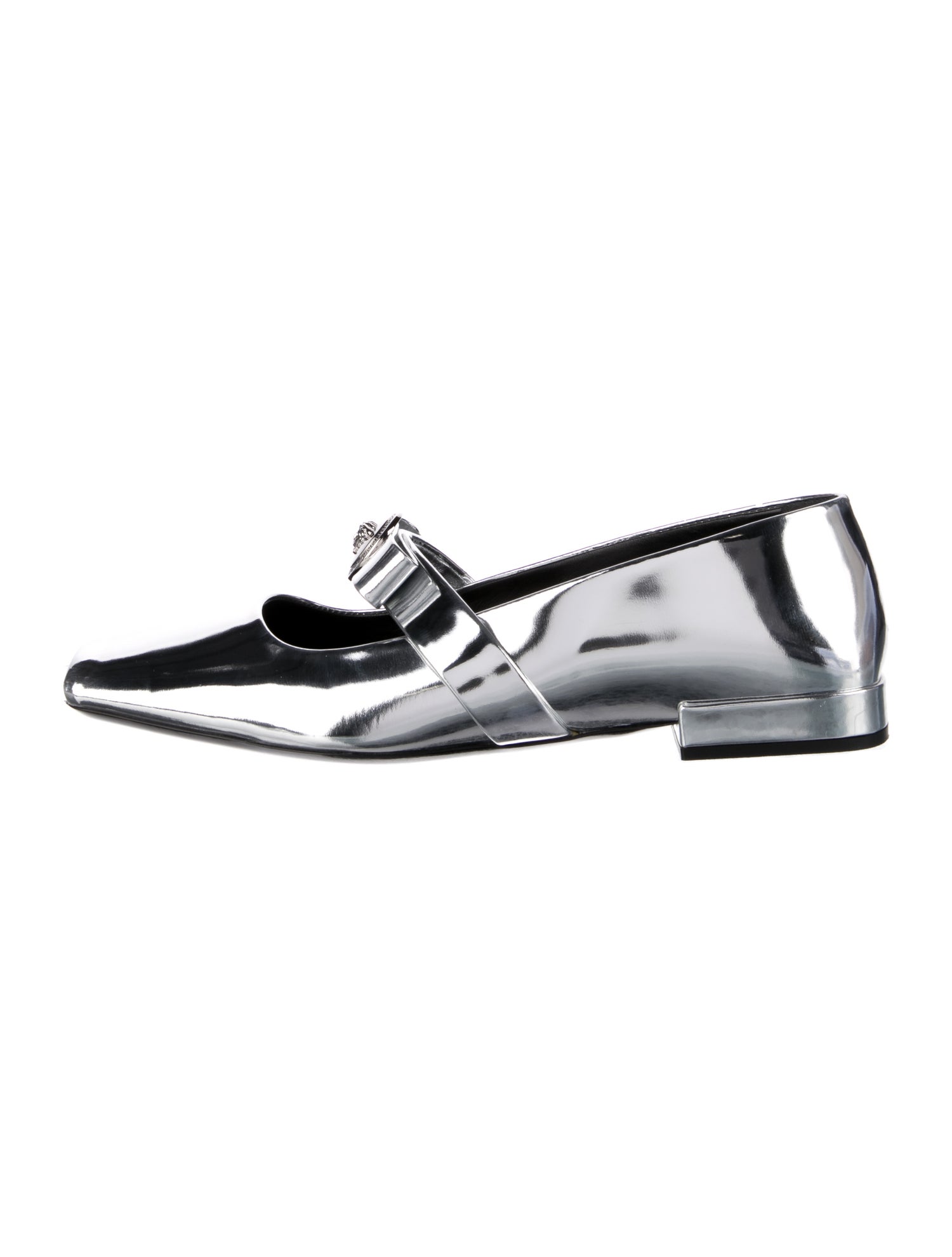 Versace Medusa Insignia Patent Leather Mary Jane Flats