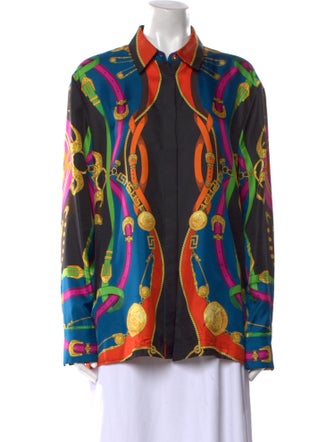 Versace Silk Printed Button-Up Top