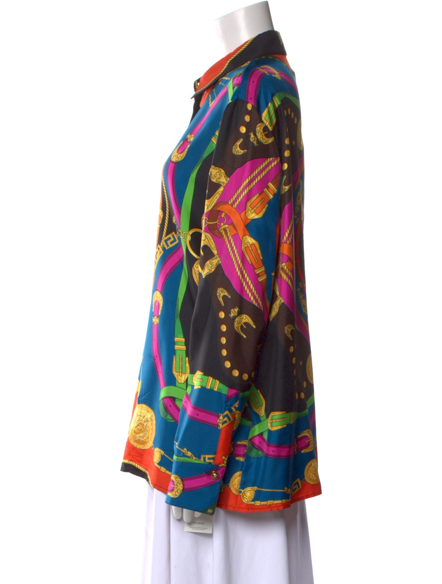 Versace Silk Printed Button-Up Top